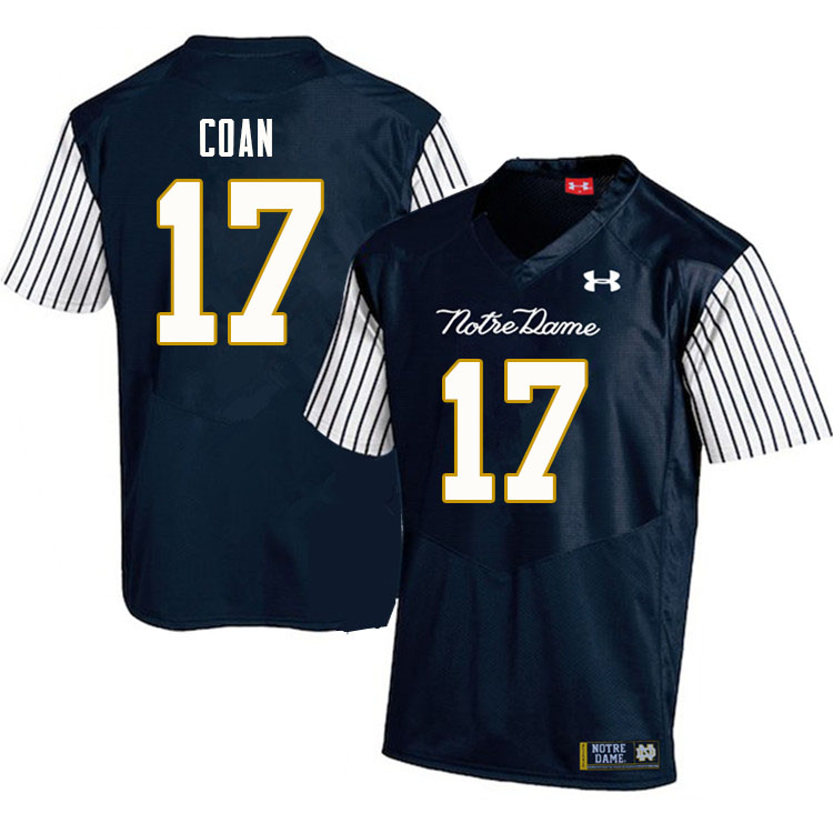 Men #17 Jack Coan Notre Dame Fighting Irish College Football Jerseys Sale-Alternate Navy